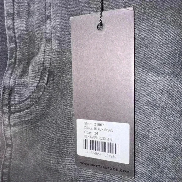 One Teaspoon 2020 Black Swan Denim Mini Skirt NWT Size: 24 - Picture 3 of 10